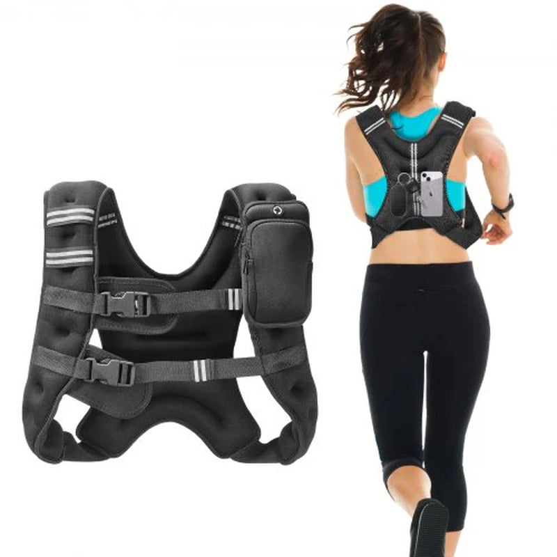 16 lb Adjustable Weighted Vest with Reflective Stripe for Strength Training, Running, and Fitness