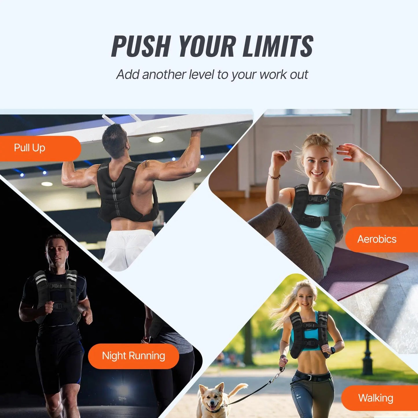 Vevor 12 lbs Weighted Vest with Reflective Stripes, Adjustable Buckle for Men and Women, Ideal for Strength Training, Running, Jogging, and Fitness Workouts