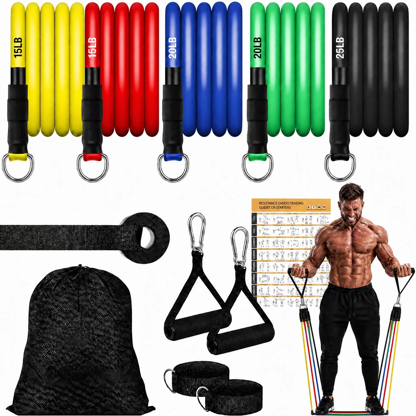 Professional Resistance Bands with Handles for Strength Training and Home Fitness for Men and Women