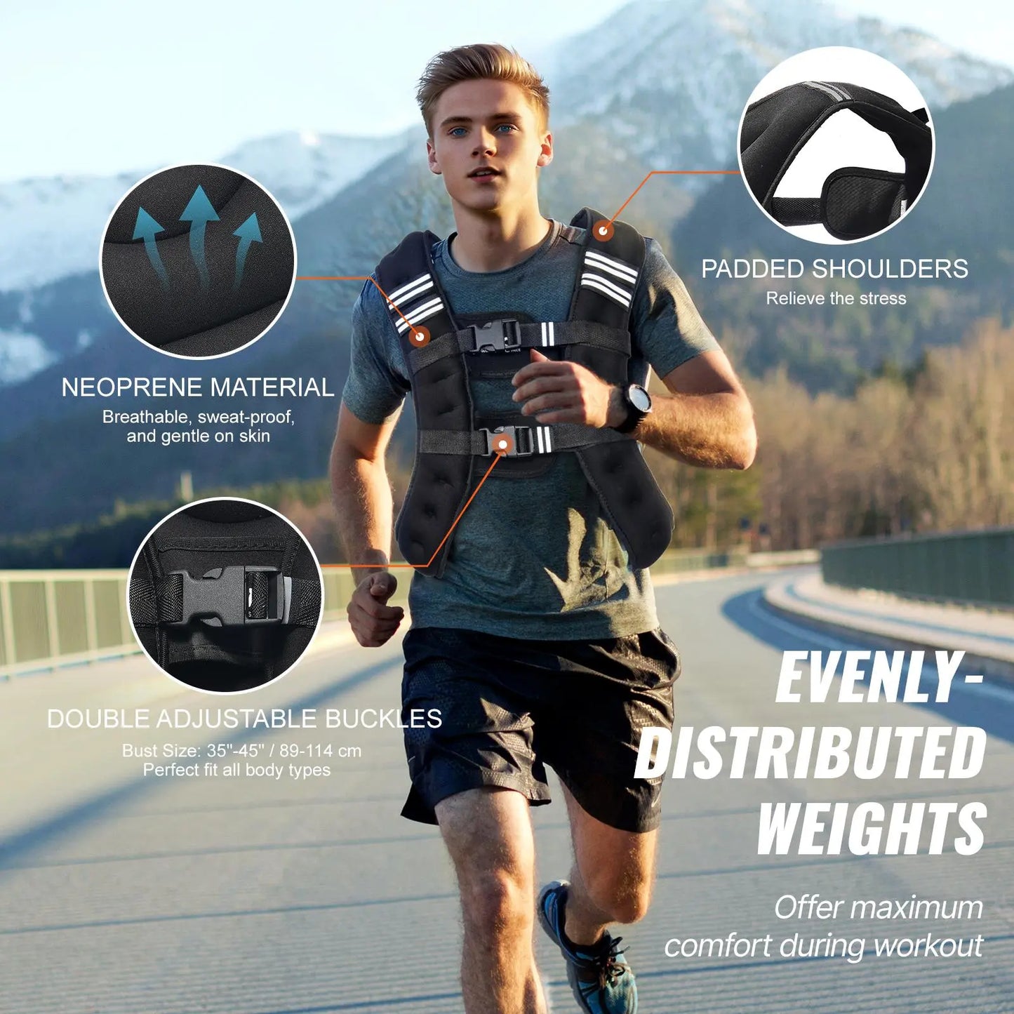 Vevor 12 lbs Weighted Vest with Reflective Stripes, Adjustable Buckle for Men and Women, Ideal for Strength Training, Running, Jogging, and Fitness Workouts