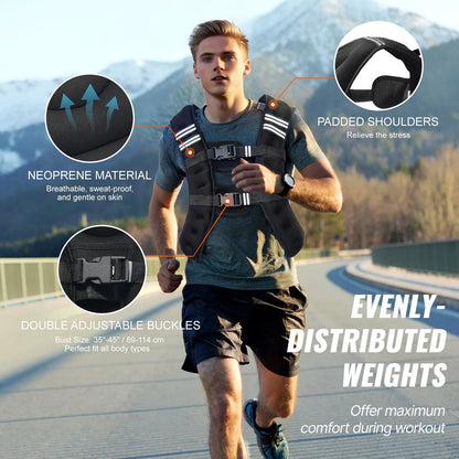 Vevor 12 lbs Weighted Vest with Reflective Stripes, Adjustable Buckle for Men and Women, Ideal for Strength Training, Running, Jogging, and Fitness Workouts