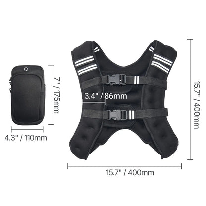 Vevor 12 lbs Weighted Vest with Reflective Stripes, Adjustable Buckle for Men and Women, Ideal for Strength Training, Running, Jogging, and Fitness Workouts